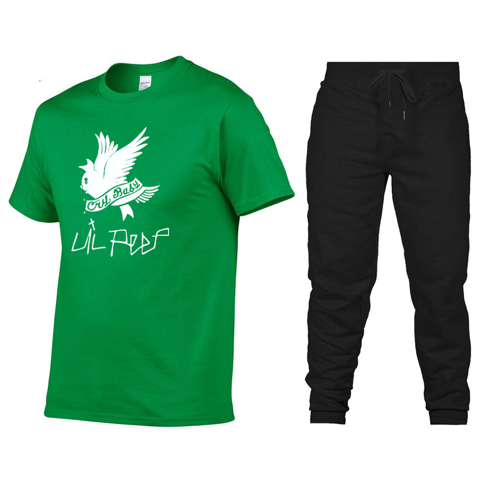 Nouvelle tendance Lil Peep Street T-shirt pour hommes à manches courtes et col rond pour hommes + Pantalon de sport Costume pour hommes