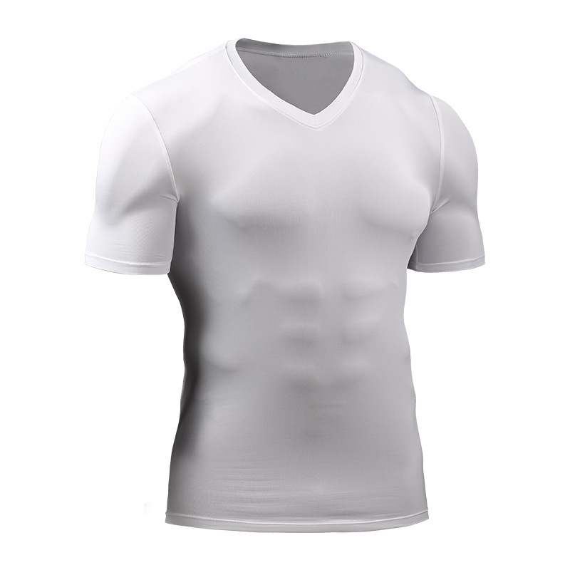 T-shirt de sport à col en V pour hommes