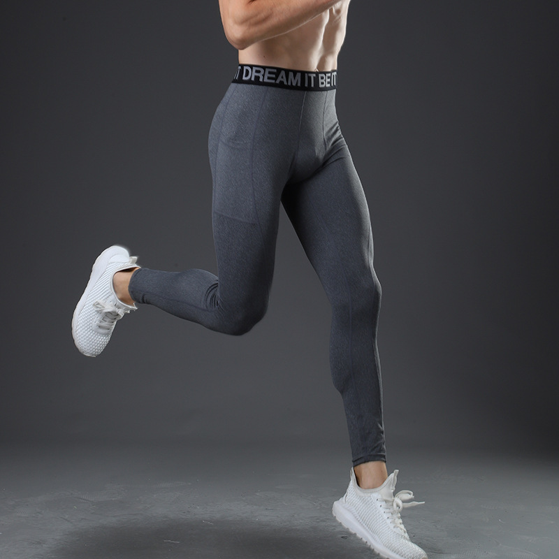 Leggings pour hommes Pantalons d'entraînement de course à pied pour hommes Leggings à poches latérales extensibles à séchage rapide et respirants transfrontaliers