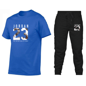 T-shirt en coton à manches courtes pour hommes Costume deux pièces pour sports et loisirs pour hommes