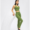 Ensembles de yoga taille haute personnalisés pour femmes Leggings sans couture 2 pièces entraînement de contrôle du ventre en cours d'exécution avec des hauts de sport